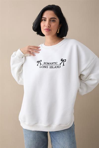 Fiyonk Yazı İşleme Ekru Sweat