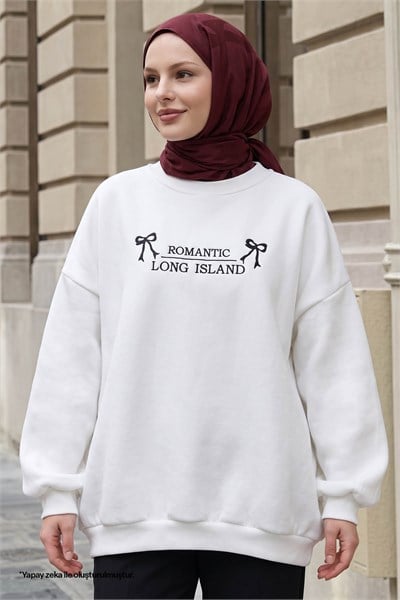 Fiyonk Yazı İşleme Ekru Sweat