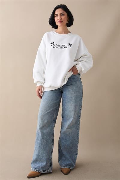 Fiyonk Yazı İşleme Ekru Sweat