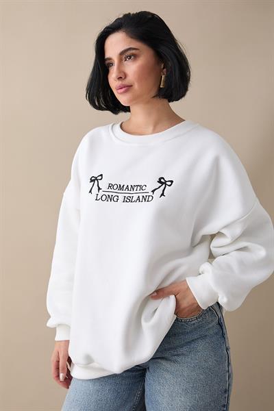 Fiyonk Yazı İşleme Ekru Sweat