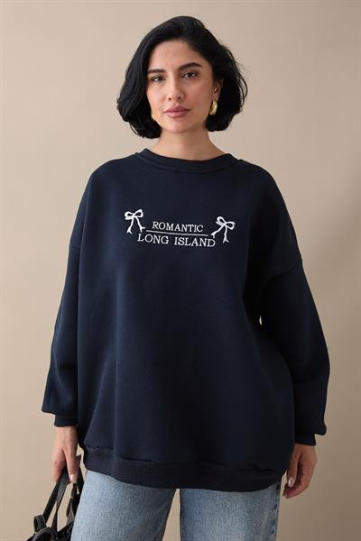 Fiyonk Yazı İşleme Lacivert Sweat