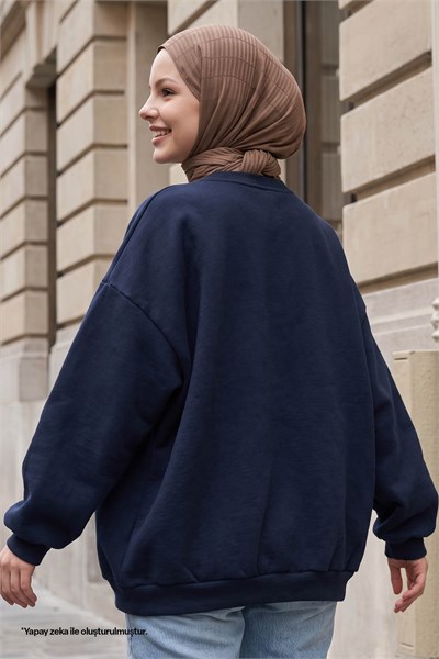 Fiyonk Yazı İşleme Lacivert Sweat