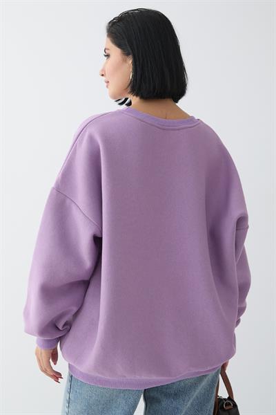 Fiyonk Yazı İşleme Lila Sweat