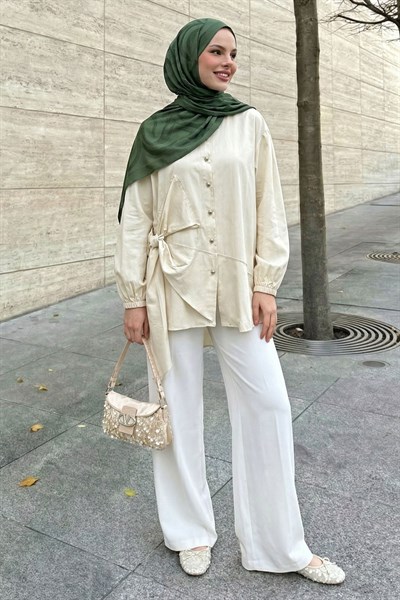 Fiyonklu Bej Gömlek