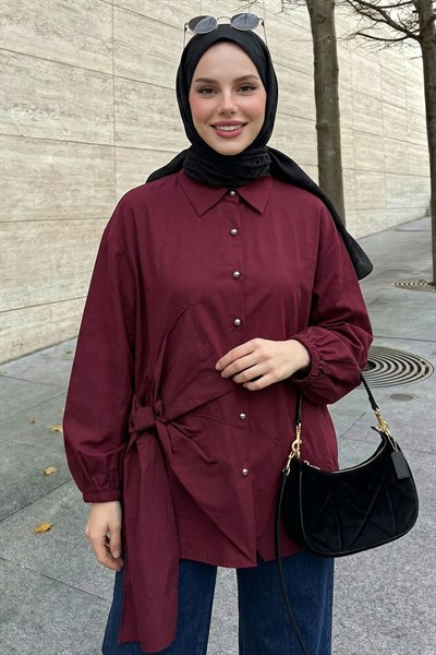 Fiyonklu Bordo Gömlek