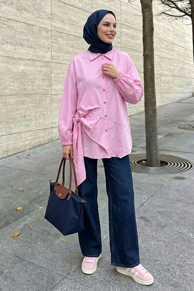 Fiyonklu Pudra Gömlek