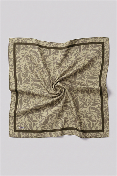 Floral Desenli Bej Pamuk Eşarp