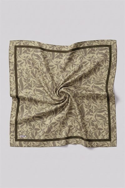 Floral Desenli Bej Pamuk Eşarp