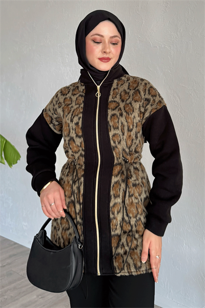Garnili Leopar Desen Siyah Kap