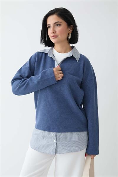 Garnili Selanik Kumaş İndigo Sweat