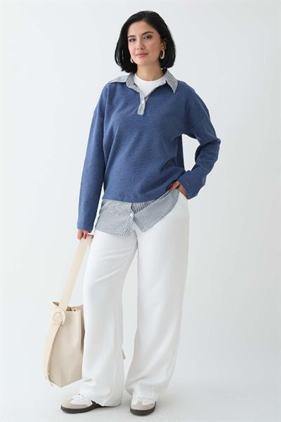 Garnili Selanik Kumaş İndigo Sweat