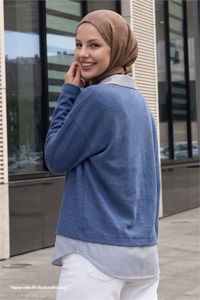 Garnili Selanik Kumaş İndigo Sweat