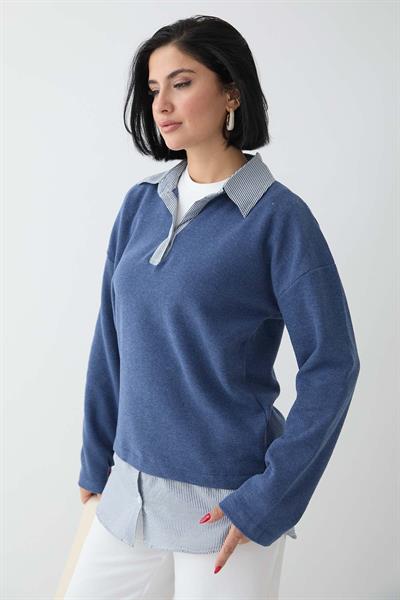 Garnili Selanik Kumaş İndigo Sweat