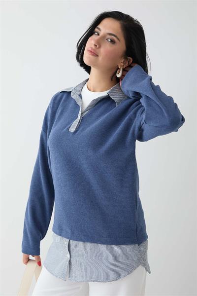 Garnili Selanik Kumaş İndigo Sweat