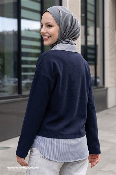 Garnili Selanik Kumaş Lacivert Sweat