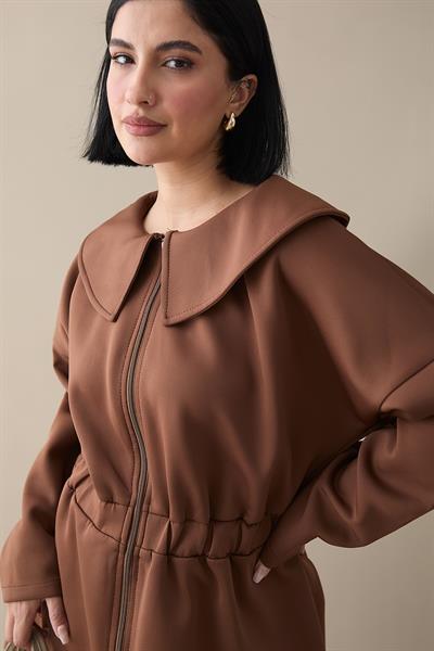 Gemici Yaka Kahverengi Scuba Takım