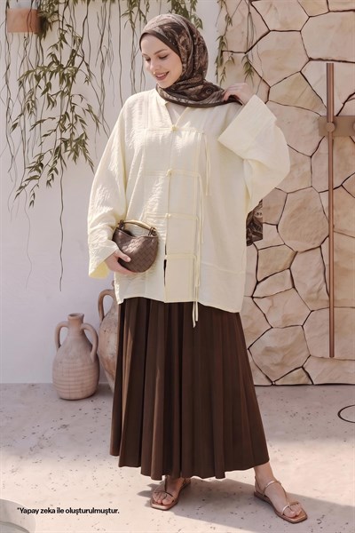 Geniş Kol Açık Sarı Kimono