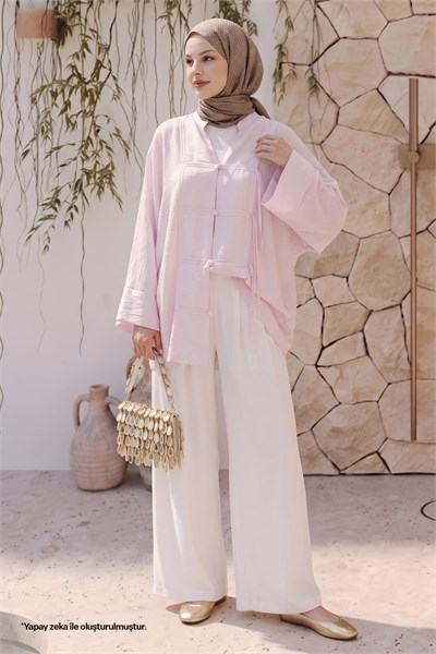 Geniş Kol Pudra Kimono