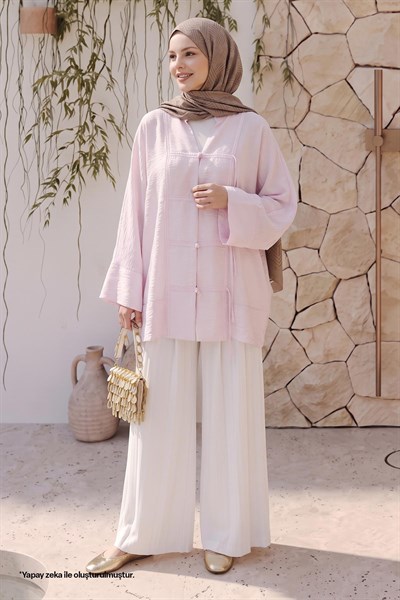 Geniş Kol Pudra Kimono