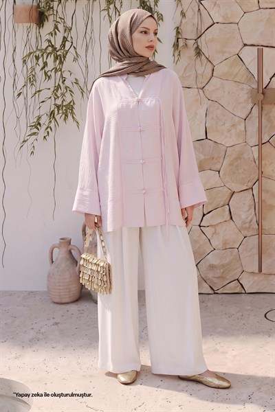 Geniş Kol Pudra Kimono