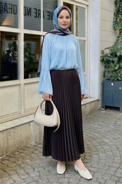 Gizli Lastikli Piliseli Mor Etek