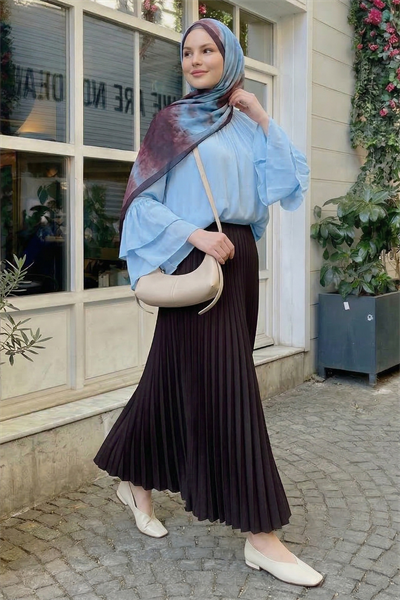 Gizli Lastikli Piliseli Mor Etek