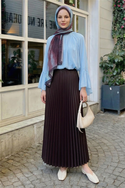 Gizli Lastikli Piliseli Mor Etek