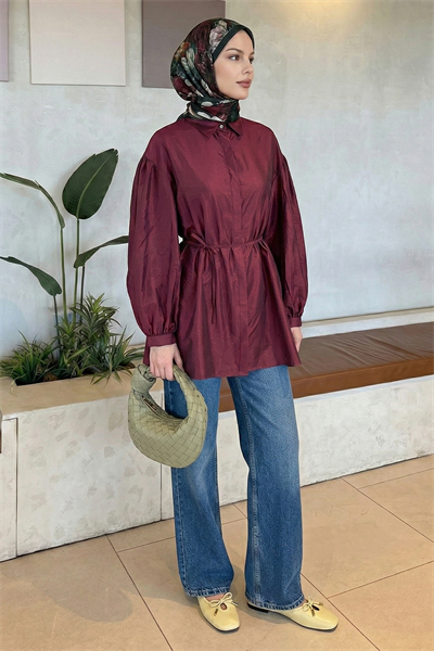 Gizli Patlı Bordo Gömlek