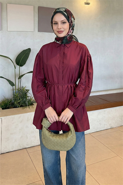 Gizli Patlı Bordo Gömlek