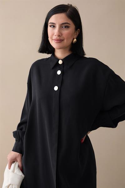 Gömlek Yaka Siyah Salaş Tunik