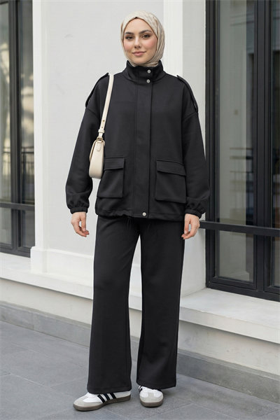 Hakim Yaka Cepli Siyah Takım