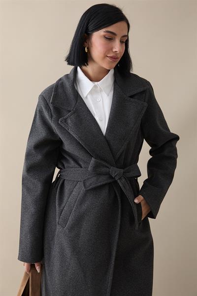 Henry Kruvaze Yaka Kaşe Kaban - Antrasit