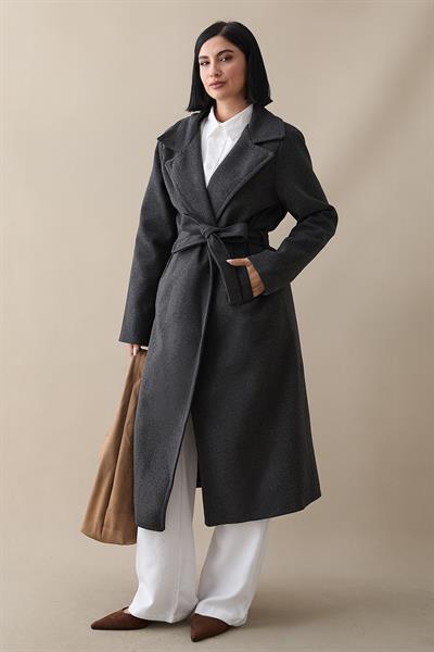 Henry Kruvaze Yaka Kaşe Kaban - Antrasit