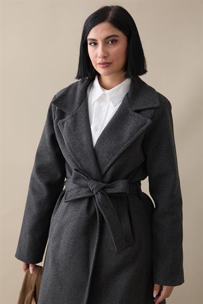 Henry Kruvaze Yaka Kaşe Kaban - Antrasit