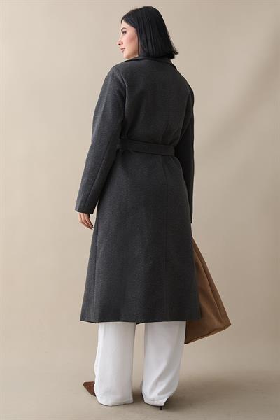 Henry Kruvaze Yaka Kaşe Kaban - Antrasit