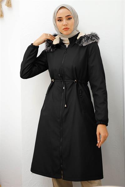 İçi Polar Yağmur Geçirmez 4601 Mont - Siyah