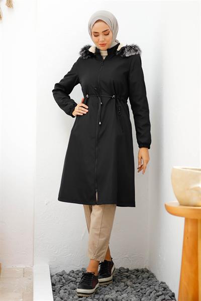 İçi Polar Yağmur Geçirmez 4601 Mont - Siyah