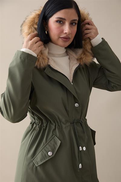 İçi Polar 2401 Kürklü Kaban - Haki