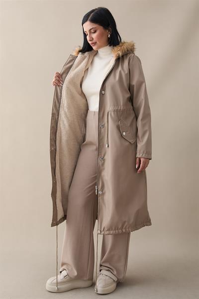 İçi Polar 2401 Kürklü Kaban - Vizon