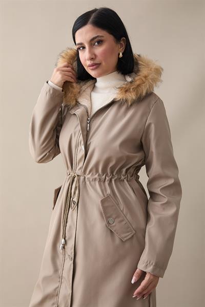 İçi Polar 2401 Kürklü Kaban - Vizon