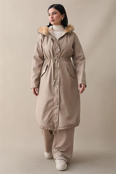 İçi Polar 2401 Kürklü Kaban - Vizon