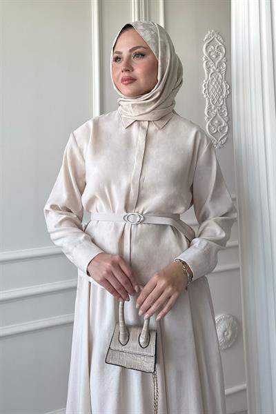 İnce Kemerli Etekli Ekru Takım