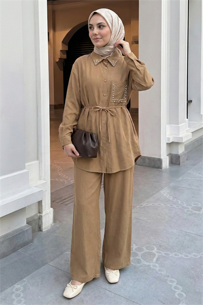 İnci Taşlı Camel Modal Takım