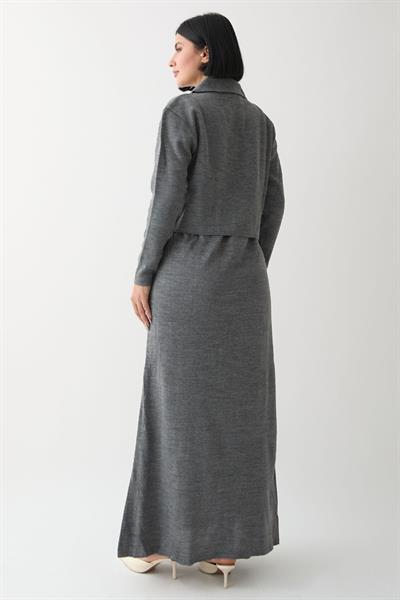 İncili Bolerolu Antrasit Triko Takım