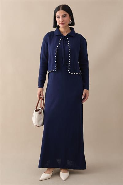 İncili Bolerolu Lacivert Triko Takım