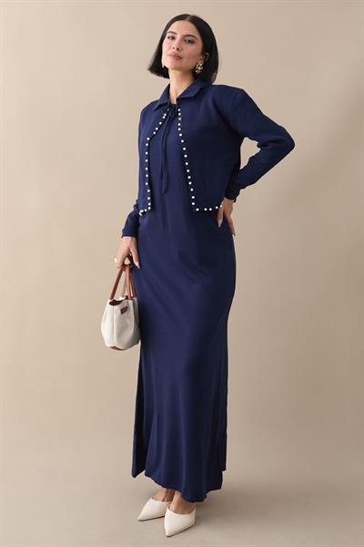 İncili Bolerolu Lacivert Triko Takım