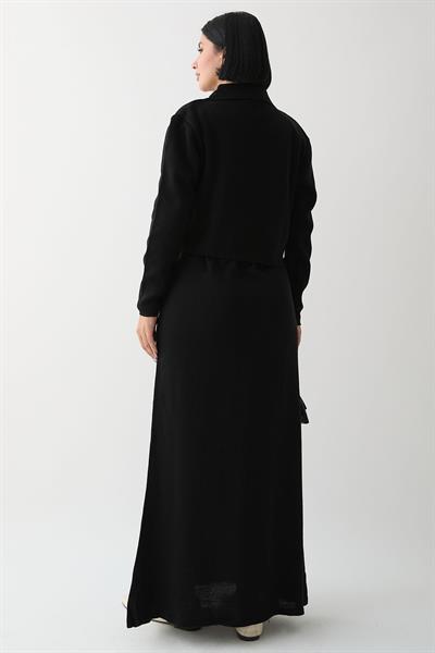 İncili Bolerolu Siyah Triko Takım