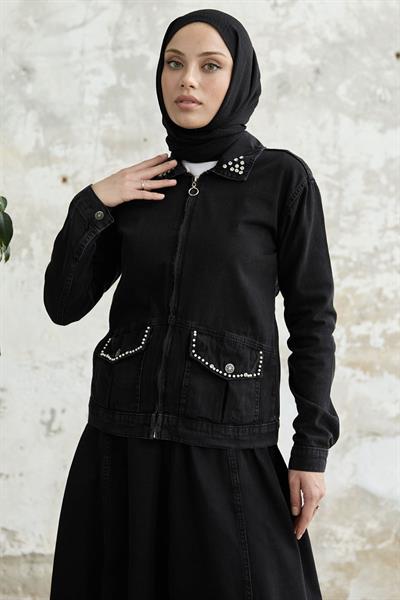 İncili Etekli Takım - Siyah