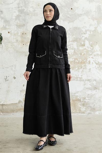 İncili Etekli Takım - Siyah