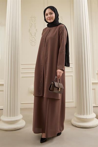 İncili Parça Detay Taba Abaya